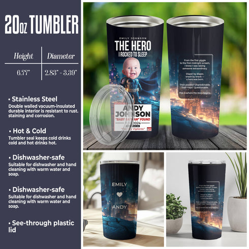 Personalized Baby Batman Tumbler – Funny CNN Superhero Gift for Mom & Baby